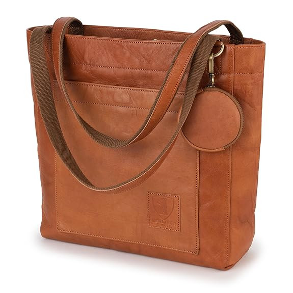 Berliner Bags Vintage Leather Tote Bag Seville, Large Shopper for Women - Brown