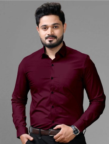 Men Regular Fit Solid Spread Collar Formal Shirt